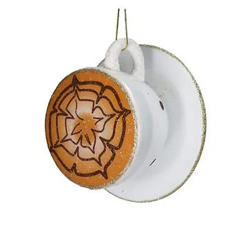 Kersthanger Koffie Kopje Glas Bruin 9 cm