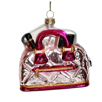 Kersthanger Boodschappentas Glas Roze 10.3 cm