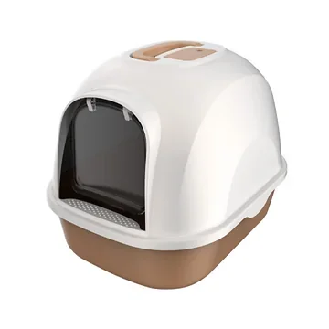 Kattenbak bruin-wit met schep 53 x 41 x 41 cm