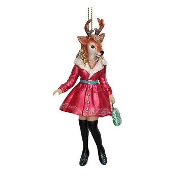 Kersthanger Elandje Polyresin Roze 12.7 cm