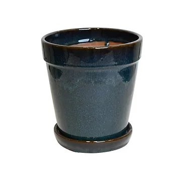 Pot met schotel blauw 11 x 11.5 cm