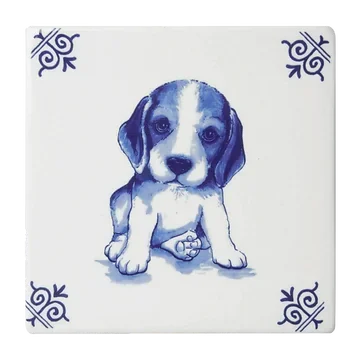 Heinen Delfts Blauw Tegel Hond 13 cm