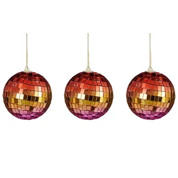 House of Seasons kerstbal Disco regenboog 3 stuks 8 cm