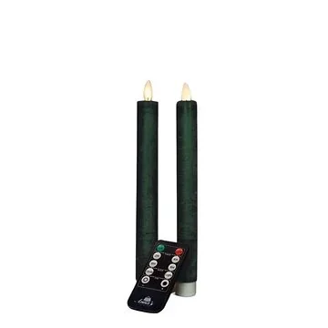 Dinerkaars LED Wax Antiek Groen 23 cm 2 stuks met afstandsbediening