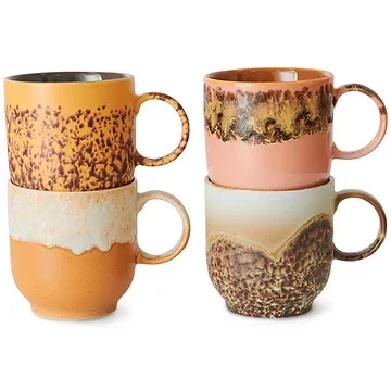 HKliving Koffiekopje 70's Ceramics Cape 4 stuks 0.25 L
