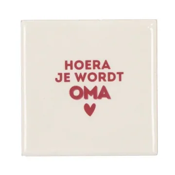 Daan Kromhout Design Tegel Hoera Je Wordt Oma Natural 10 x 10 cm
