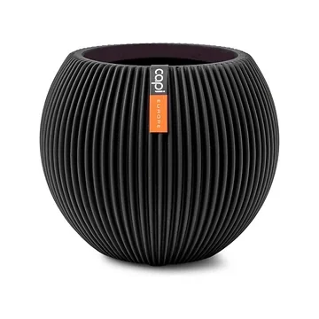 Capi Europe Vaas bol Groove zwart 22 x 22 x 18 cm