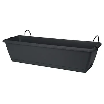 Balkonbak met haken antraciet 60 x 19 x 14 cm