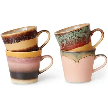 HKliving Cappuccinomok 70's Ceramics Vista 4 stuks 0.33 L