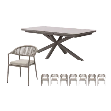 Royal Seasons Diningset 8-zits Bo Uitschuifbaar Espresso