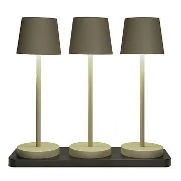 Anna's Collection Tafellamp met Oplaadstation Olijf 3 stuks 27.5 x 9 cm