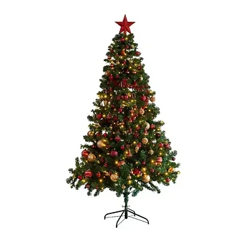Everlands Kunstkerstboom Imperial Groen-Goud 210 cm ø 137