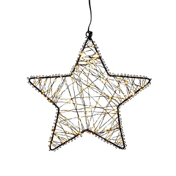 Anna's Collection kerstster zwart met verlichting knipperfunctie 27 x 5 cm