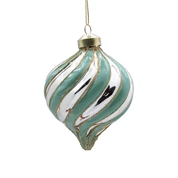 Kerstornament ui minty champagne glas 9 cm