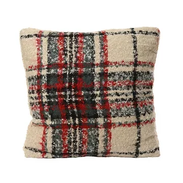 Decoris Kussen ruit ecru rood 45 x 45 cm