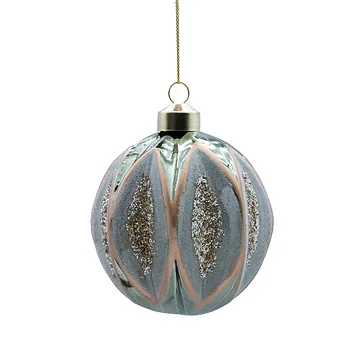 Kerstornament shiny mint glas 8 cm