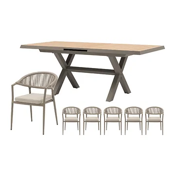 Royal Seasons Diningset 6-zits Bo Uitschuifbaar Espresso