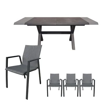 Royal Seasons Uitschuifbare Diningset 6-zits Alora Antraciet
