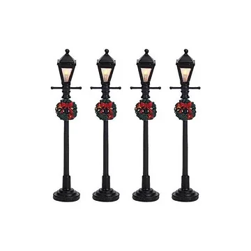 Lemax Gas Lantern Street Lamp 4 stuks set van 4