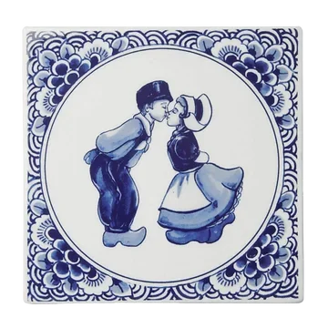 Heinen Delfts Blauw Tegel Kuspaar 13 cm
