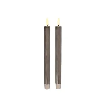 Dinerkaars Zilver Ribbel 3D vlam 2 stuks 25 cm