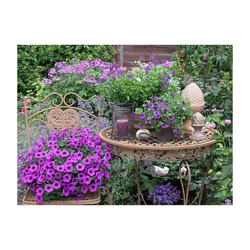 Anna's Collection Tuinposter Buitencanvas Paarse Bloemen 78 x 78 cm