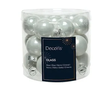 Decoris Kerstballen glas winterwit 24 stuks Ø 2.5 cm