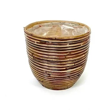 Van der Leeden Pot Rotan Streep 18x16 Brons