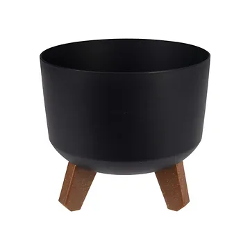 Bloempot op poten zwart 20 x 17.4 cm