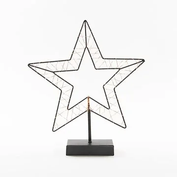 Anna's Collection Kerstster zwart met verlichting 29,5 x 34,5 cm