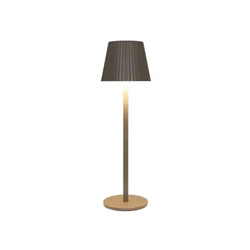 Draadloze Tafellamp ribbel mat taupe LED dimbaar 36.5 x 11 cm