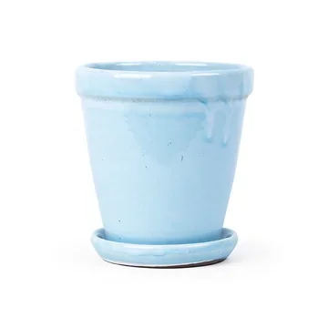 Pot met schotel Sky blue 16 x 17 cm