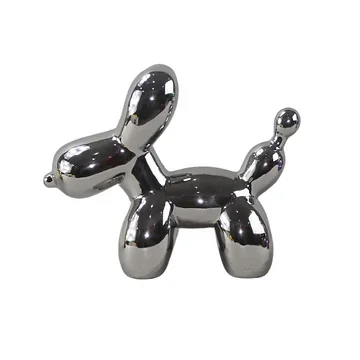 Ballonhond beeldje keramiek zilver 20 x 7 x 17 cm