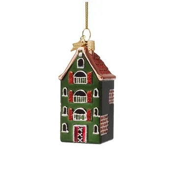 Vondels Kersthanger Amsterdam grachtenpand groen 9 cm