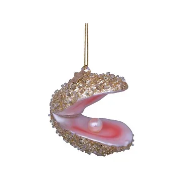 Vondels Kersthanger champagne glitter oester 7 cm