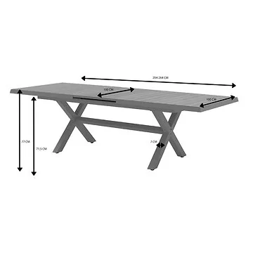 Royal Seasons Tafel Uitschuifbaar Bahia Espresso 204/264 x 100 cm