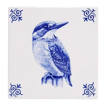 Heinen Delfts Blauw Tegel Ijsvogel 13 cm