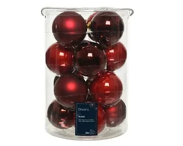 Decoris Kerstballen glas mix rood 16 stuks Ø 8 cm