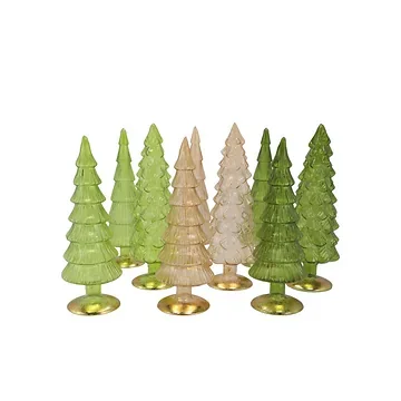 Twinkle Forest Green Glass Tree Ass 9x25cm