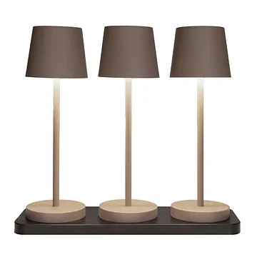 Anna's Collection Tafellamp met Oplaadstation Taupe 3 stuks 27.5 x 9 cm