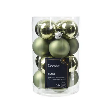 Decoris Kerstballen glas rozemarijn 16 stuks Ø3.5 cm