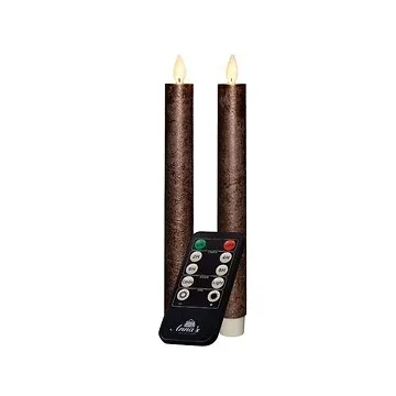 Dinerkaars LED Wax Rustiek Brons 23 cm 2 stuks met afstandsbediening
