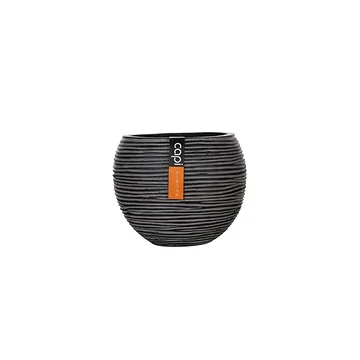 Capi Europe Vaas bol Rib antraciet 11 x 11 x 9 cm