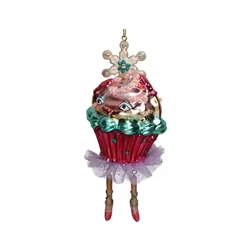 Kersthanger Mevrouw Cupcake Glas Multi 16.5 cm