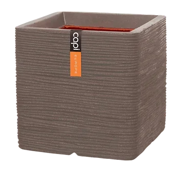 Capi Europe Bloempot Nature Rib Vierkant Warm Taupe 40 x 40 x 40 cm