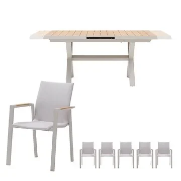 Royal Seasons Uitschuifbare Diningset 6-zits Solare Zand
