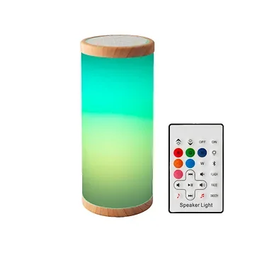 Lumineo LED speaker oplaadbaar buiten hout 23.8 cm
