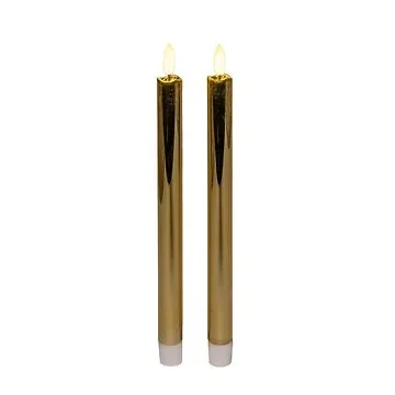 Dinerkaars Goud LED 3D vlam 2 stuks 25 cm