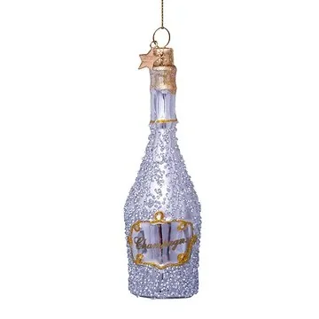 Vondels Kersthanger champagne fles zilver goud 16 cm