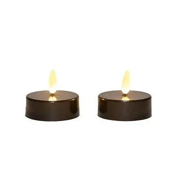 Theelicht LED Jumbo 3D vlam 2 stuks zwart